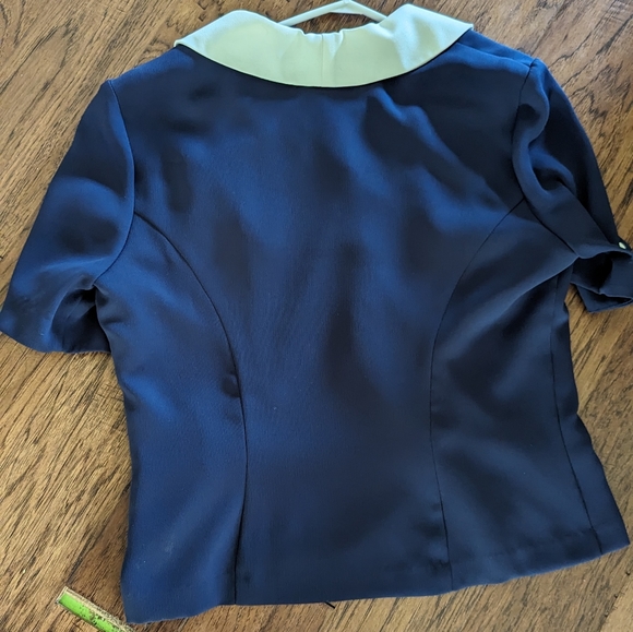 Vintage navy blouse with white collar - Picture 2 of 5
